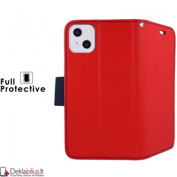 Telone fancy dėklas su skyreliais - raudonas (telefonui Apple Iphone 13)